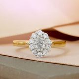 18ct Gold & Platinum Oval & Round Lab Grown Diamond Cluster Ring 0.67ct