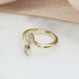 9ct Gold 2 Stone Marquise Shaped Laboratory Grown Diamond Ring 0.37ct