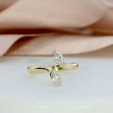 9ct Gold 2 Stone Marquise Shaped Laboratory Grown Diamond Ring 0.37ct