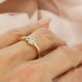 9ct Gold Marquise & Round Lab Grown Diamond 3 Stone Ring 0.26ct