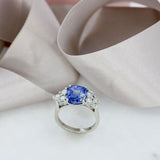 Platinum Cushion Shape Sapphire 4.05ct & Natural Brilliant Cut Diamond