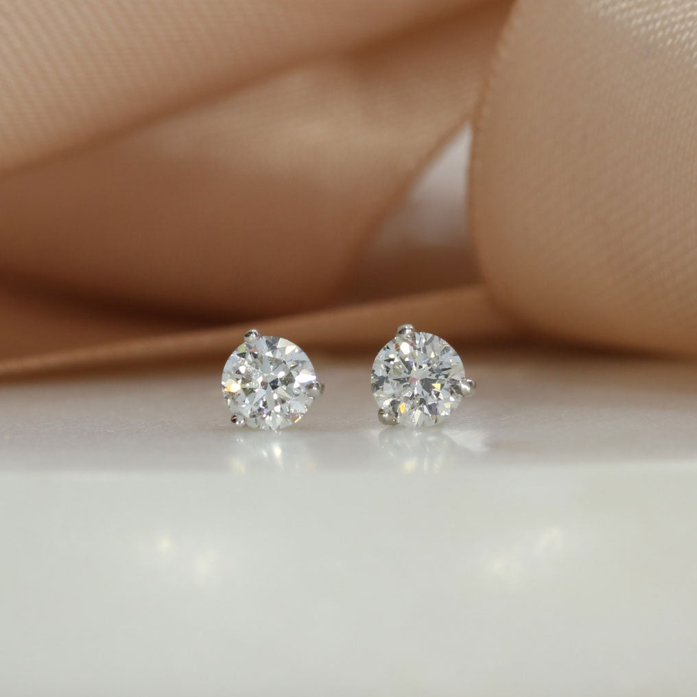 9ct White & Yellow Gold 3 Claw Set Lab Diamond Studs 0.50ct