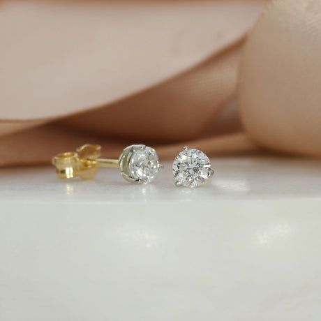 9ct White & Yellow Gold 3 Claw Set Lab Diamond Studs 0.50ct