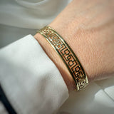 Pre Owned 9ct Yellow Gold Hinged Bangle with Square Cut Out Detail
