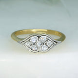 Pre Owned 18ct Yellow Gold Antique Diamond Double Heart Dress Ring