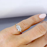Pre Owned 18ct Yellow Gold Antique Diamond Double Heart Dress Ring