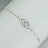 Pre Owned 9ct White Gold Fine Bracelet with Diamond Set Eye