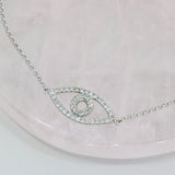 Pre Owned 9ct White Gold Fine Bracelet with Diamond Set Eye