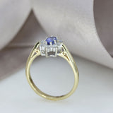Pre Owned 9ct Yellow Gold Oval Tanzanite & Diamond Cluster Ring