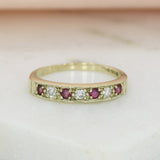Pre Owned 9ct Yellow Gold Pave Set Ruby & Diamond Eternity Ring