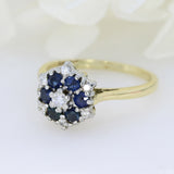 Pre Owned 18ct Yellow Gold Sapphire & Diamond Cluster Ring