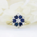 Pre Owned 18ct Yellow Gold Sapphire & Diamond Cluster Ring