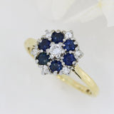 Pre Owned 18ct Yellow Gold Sapphire & Diamond Cluster Ring