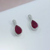 9ct White Gold Pear Shape Ruby & Diamond Stud Earrings