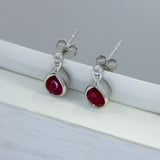 9ct White Gold Pear Shape Ruby & Diamond Stud Earrings