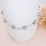 18ct White gold flower cluster link diamond bracelet