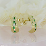 18ct Yellow Gold Stud Earrings With Emeralds & Diamonds