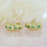 18ct Yellow Gold Stud Earrings With Emeralds & Diamonds