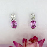 9ct White Gold Pink Sapphire & Diamond Stud Earrings