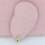 9ct Yellow Gold Marquise Shape Earrings With Trap Set Emerald & Diamonds
