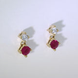 9ct Yellow Gold Claw Set Ruby and Diamond Earrings