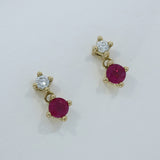 9ct Yellow Gold Claw Set Ruby and Diamond Earrings