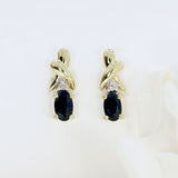 9ct Yellow Gold Oval Sapphire & Diamond Fancy Stud Earrings
