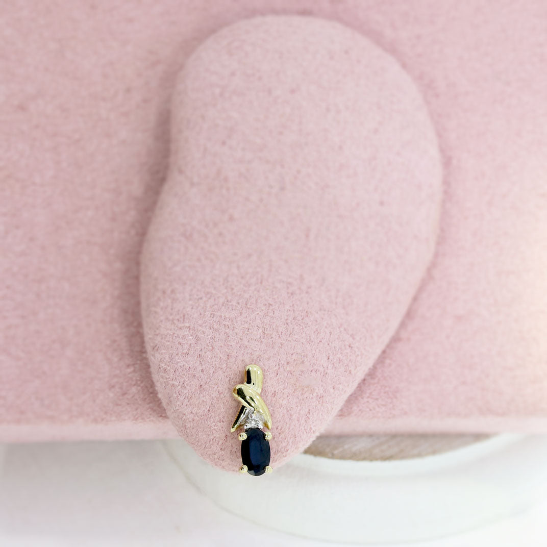 9ct Yellow Gold Oval Sapphire & Diamond Fancy Stud Earrings