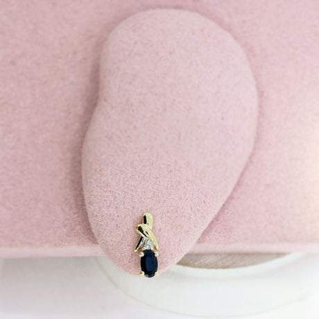 9ct Yellow Gold Oval Sapphire & Diamond Fancy Stud Earrings