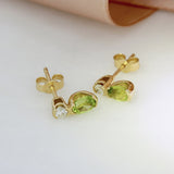 9ct Yellow Gold Oval Peridot & Diamond Earrings