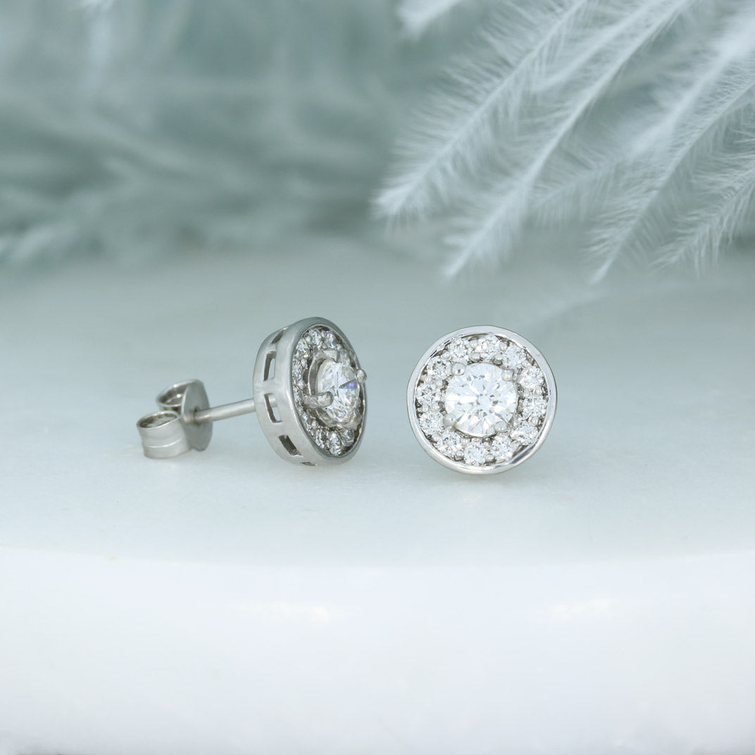 18ct White Gold Diamond Cluster Stud Earrings 0.63ct