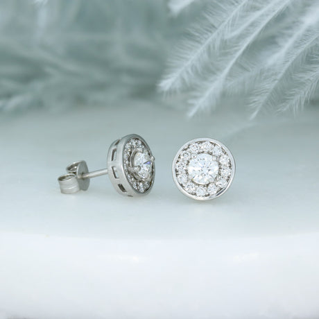 18ct White Gold Diamond Cluster Stud Earrings 0.63ct