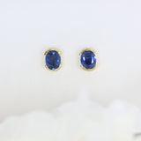 9ct Yellow Gold Oval Shape Sapphire Stud Earrings