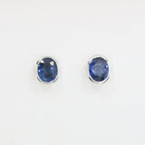 9ct White Gold Oval Sapphire Stud Earrings 0.79ct