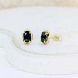 9ct yellow Gold Oval 4 Claw Set Sapphire Stud Earrings
