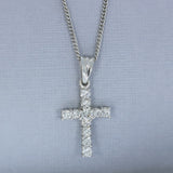 18ct White Gold Diamond Set Cross on a 9ct 18inch White Gold Curb Chain 0.64ct