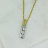18ct Yellow Gold 3 Stone Trap Set Diamond Pendant with 18 inch 18ct