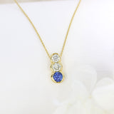 18ct Gold Sapphire & Diamond 3 Stone Pendent On an 18ct Gold 18" Chain