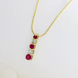 18ct Yellow Gold Ruby & Diamond Drop Pendant on a 16" 18ct Chain