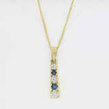 18ct Yellow Gold Sapphire & Diamond Pendant On an 18ct 18" Chain