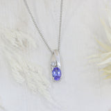 18ct Gold Tanzanite & Diamond Pendent on a 9ct 18inch Chain