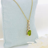 9ct Yellow Gold Peridot & Diamond Pendant on a 9ct Yellow Gold 18" Chain