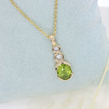 9ct Yellow Gold Peridot & Diamond Pendant on a 9ct Yellow Gold 18" Chain