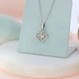 18ct White Gold Square Diamond Cluster Pendant on 18ct 16 Inch Chain 0.64ct