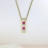 18ct Yellow Gold Ruby & Diamond Drop Pendant on 9ct 16" Chain