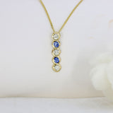 18ct Gold 5 Stone Sapphire & Diamond pendant 18ct Yellow gold 16'' fine curb chain