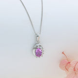 9ct Gold Pink Sapphire & Diamond Cluster Pendant on 9ct 18inch Chain