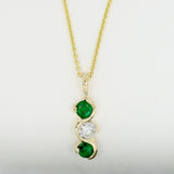 9ct Yellow Gold Emerald & Diamond 3 Stone Pendant
