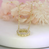 9ct Yellow Gold Diamond Circle Pendant 0.75ct 18" Chain