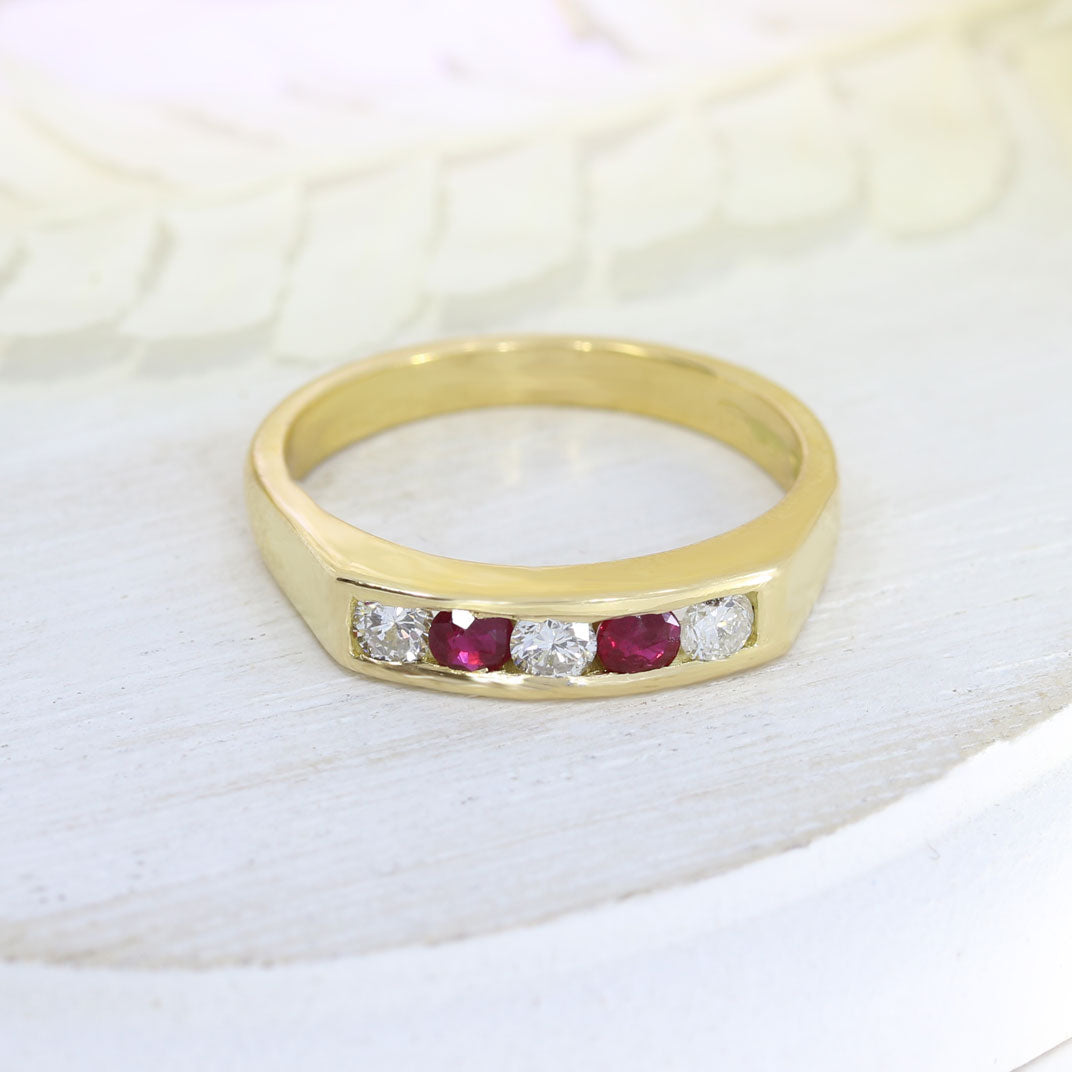 18ct Gold Ruby & Diamond Channel Set Eternity ring